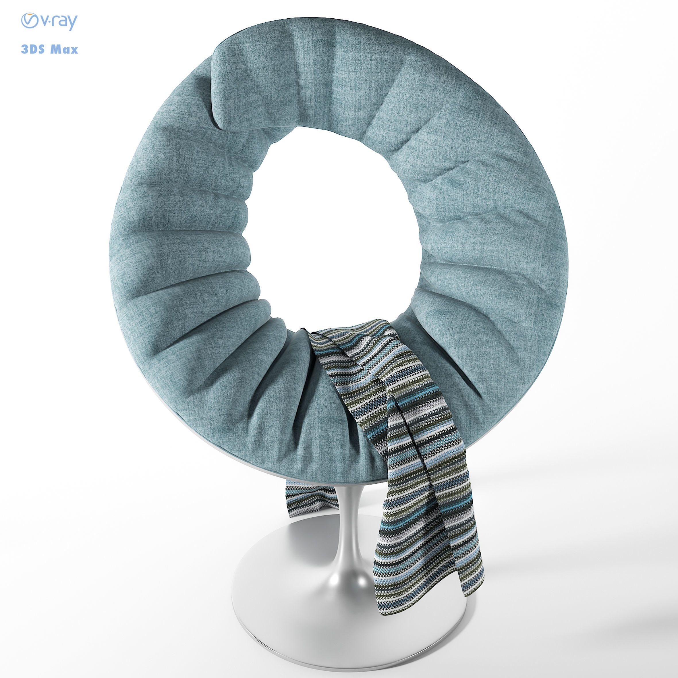 fabric chair c49 Low-poly 3D model_4