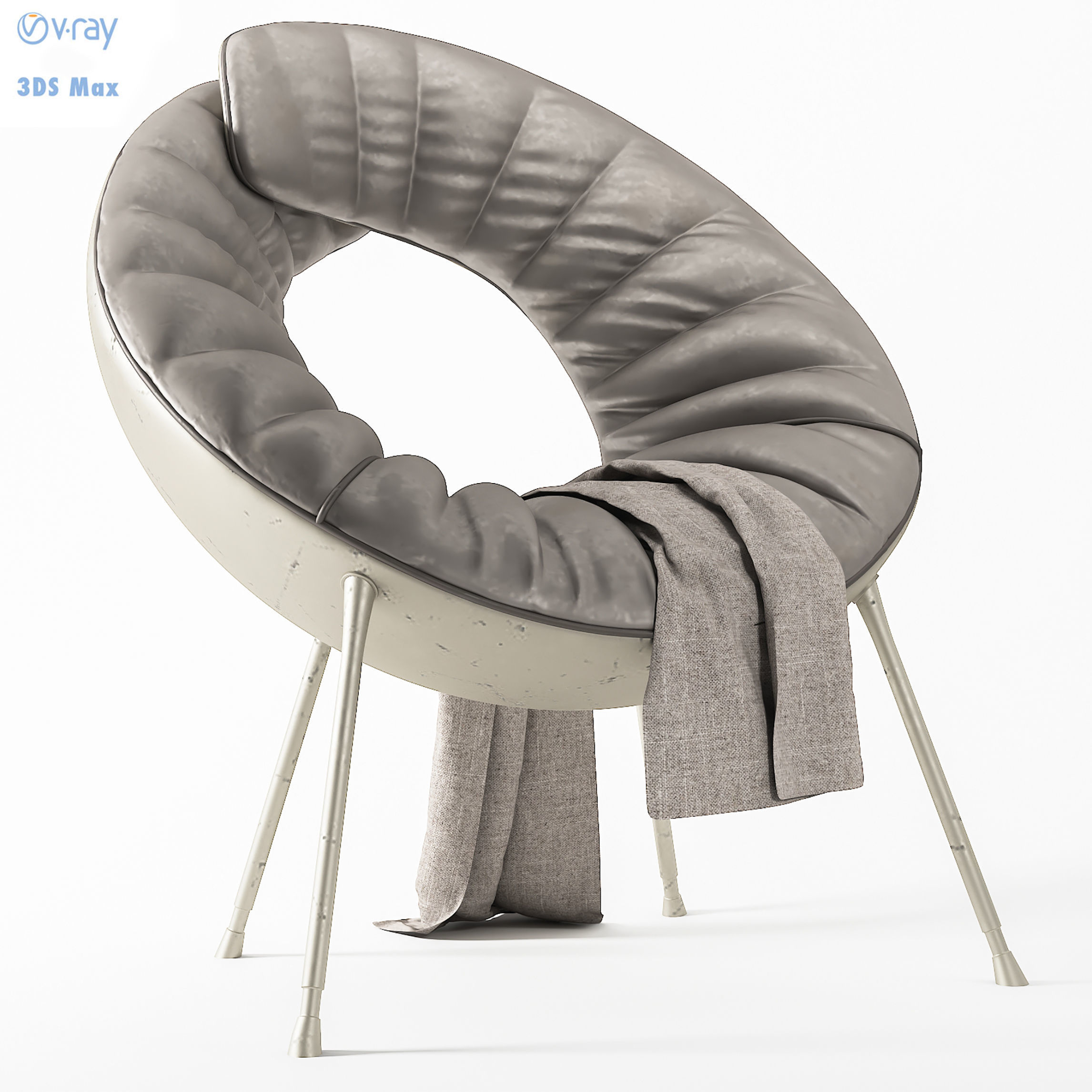 fabric chair c49 Low-poly 3D model_2