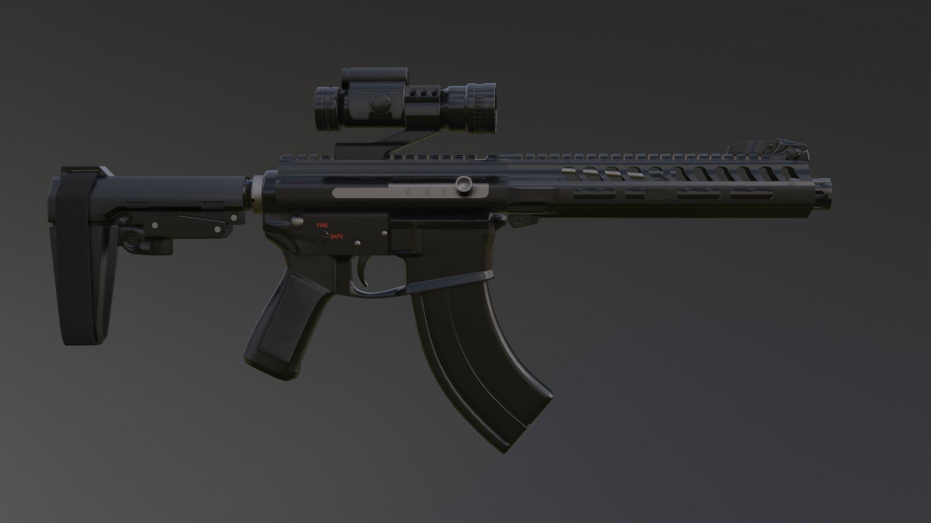 AR-15 ak - rifle 3D model_2