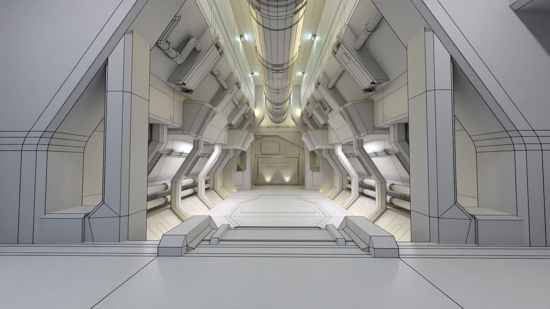 Sci Fi Space Station 2 Modular Kit Low-poly 3D model_44