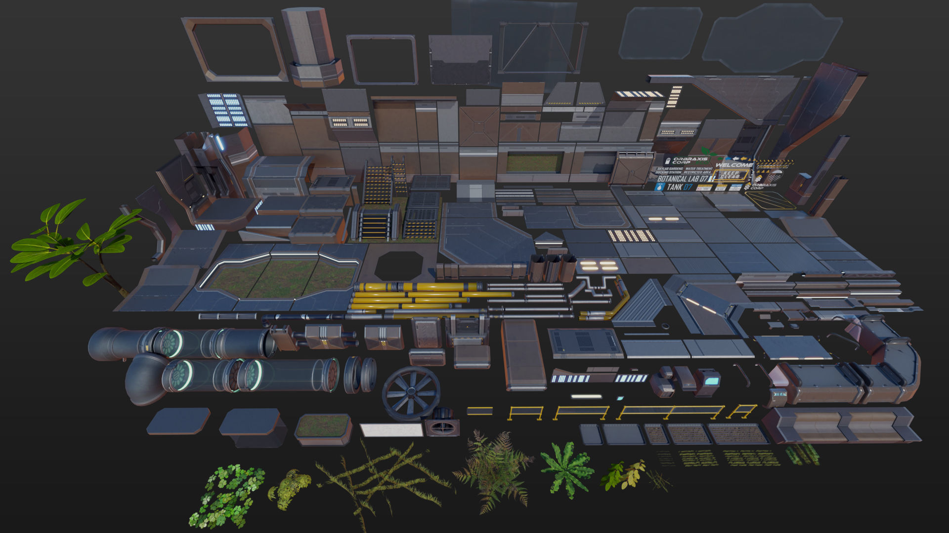 Sci Fi Space Station 2 Modular Kit Low-poly 3D model_35