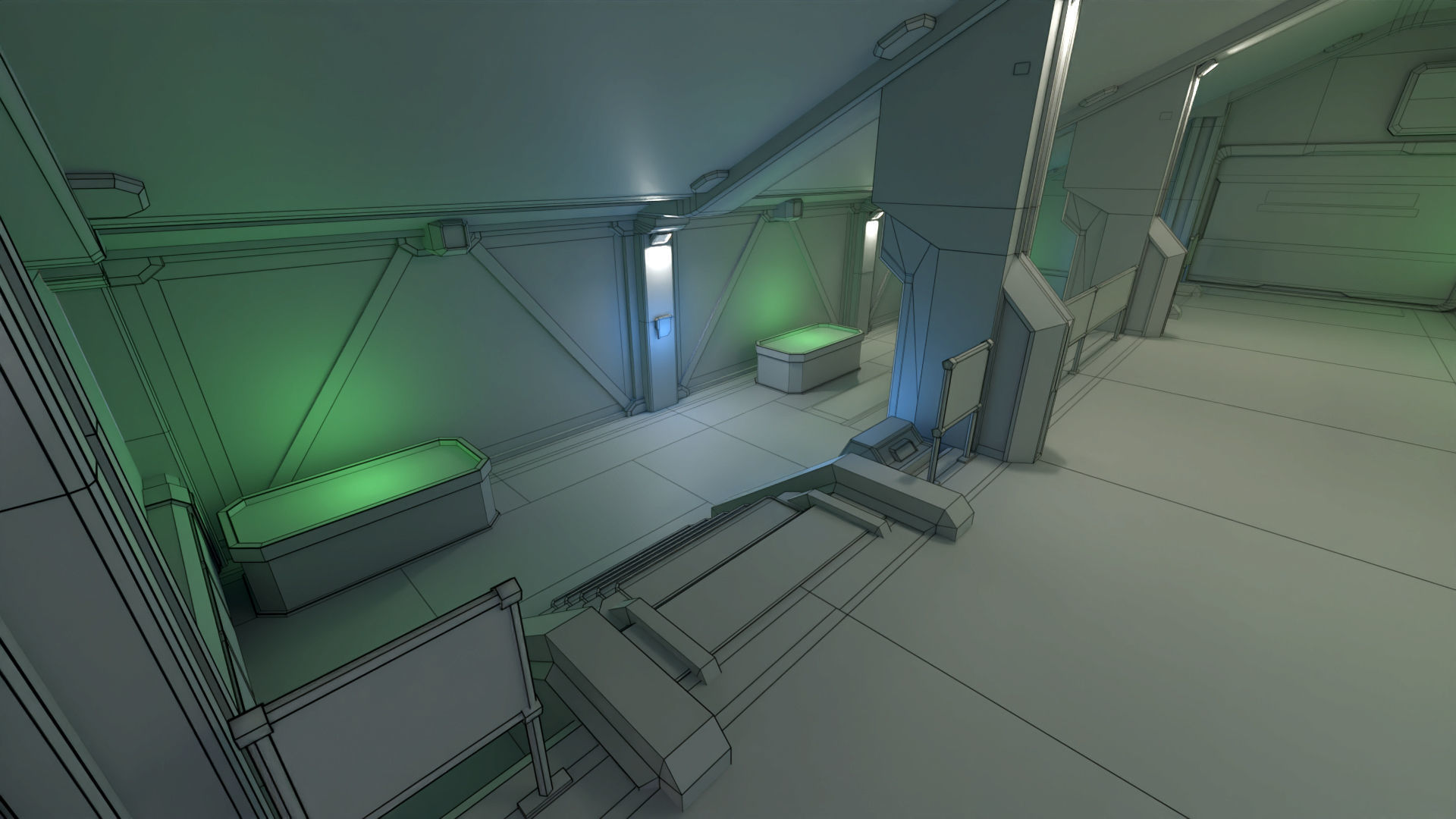 Sci Fi Space Station 2 Modular Kit Low-poly 3D model_40