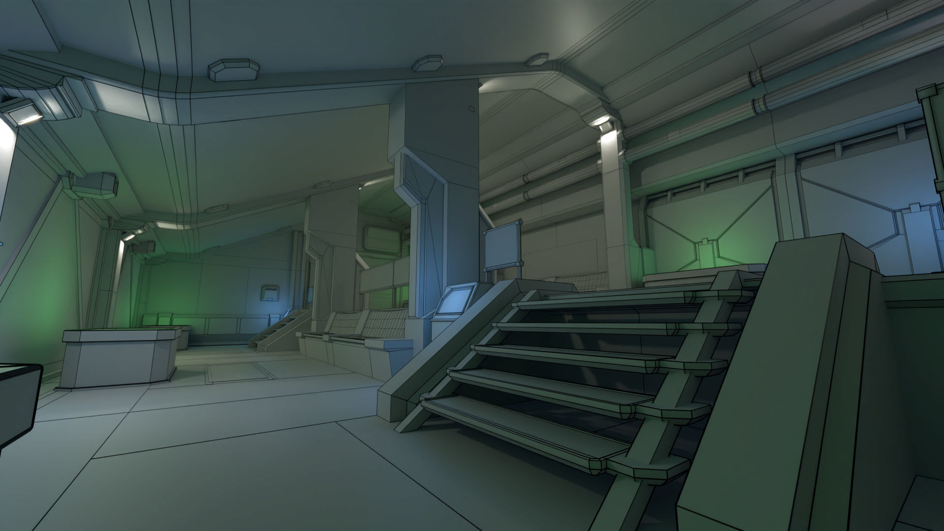 Sci Fi Space Station 2 Modular Kit Low-poly 3D model_39