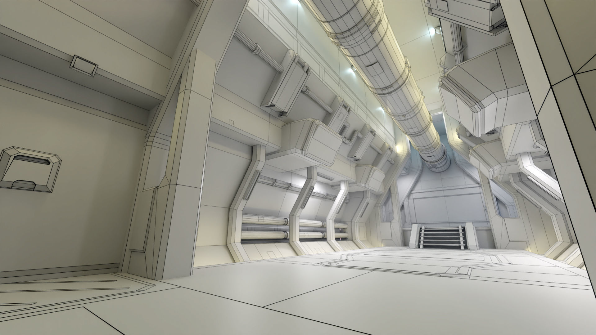 Sci Fi Space Station 2 Modular Kit Low-poly 3D model_41