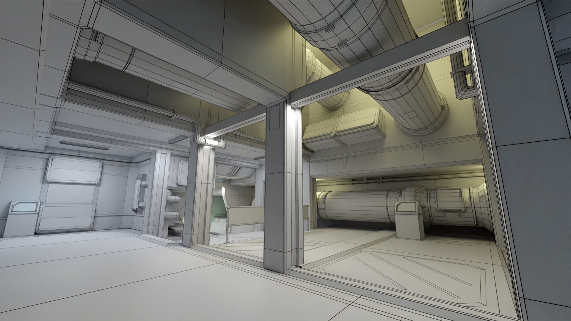 Sci Fi Space Station 2 Modular Kit Low-poly 3D model_54