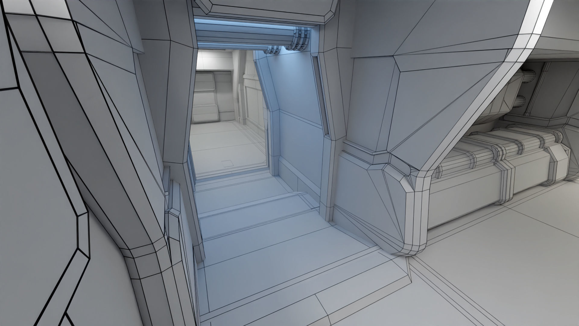 Sci Fi Space Station 2 Modular Kit Low-poly 3D model_46