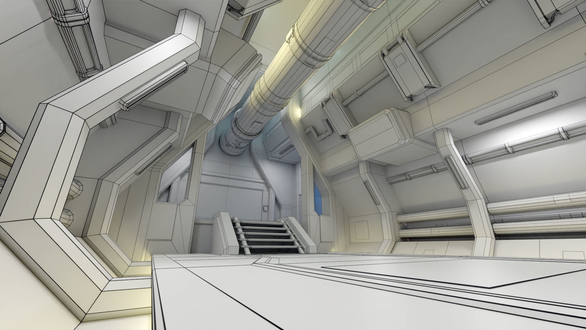 Sci Fi Space Station 2 Modular Kit Low-poly 3D model_42