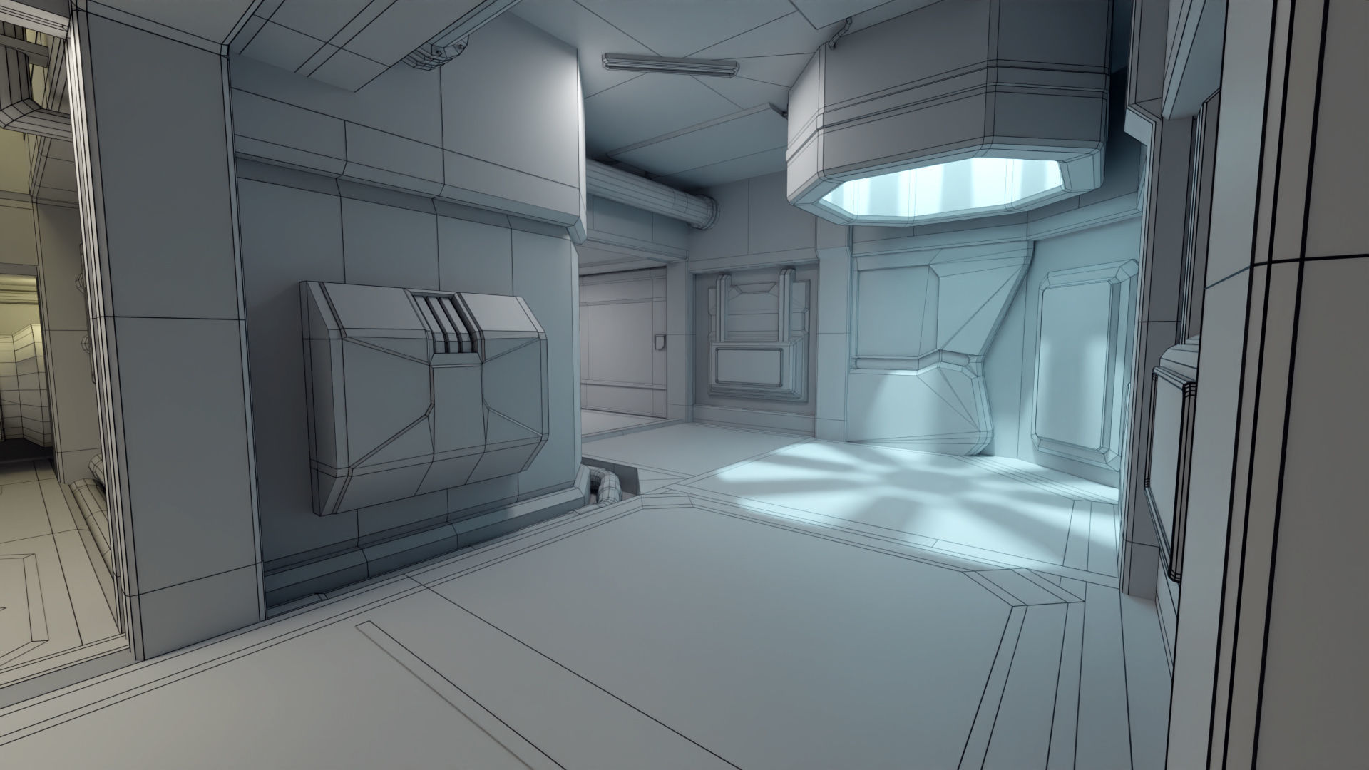 Sci Fi Space Station 2 Modular Kit Low-poly 3D model_55