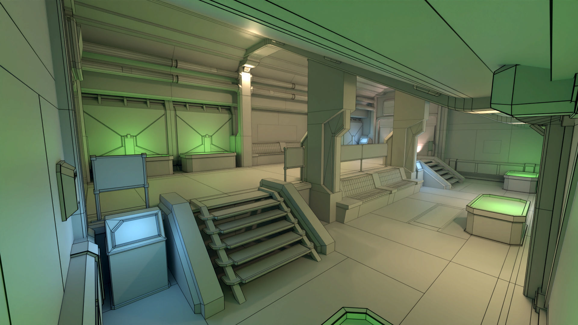 Sci Fi Space Station 2 Modular Kit Low-poly 3D model_38