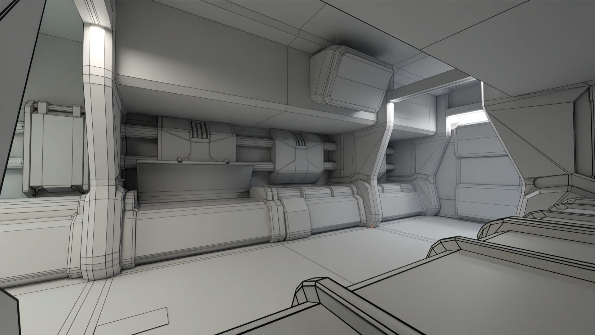 Sci Fi Space Station 2 Modular Kit Low-poly 3D model_49