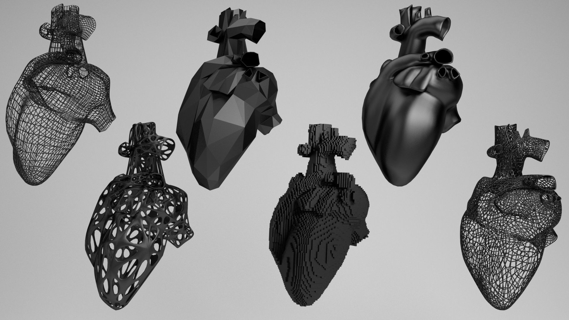 Heart set of human hearts 3D model_7