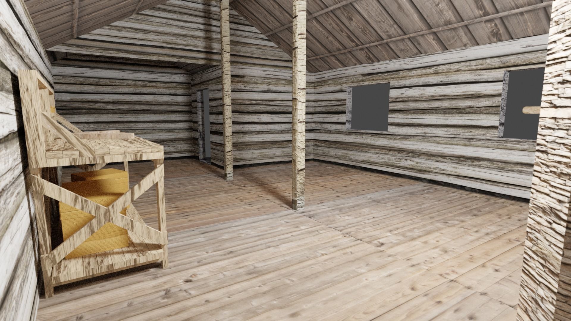 Forest Cabin Low Poly Free low-poly 3D model_6