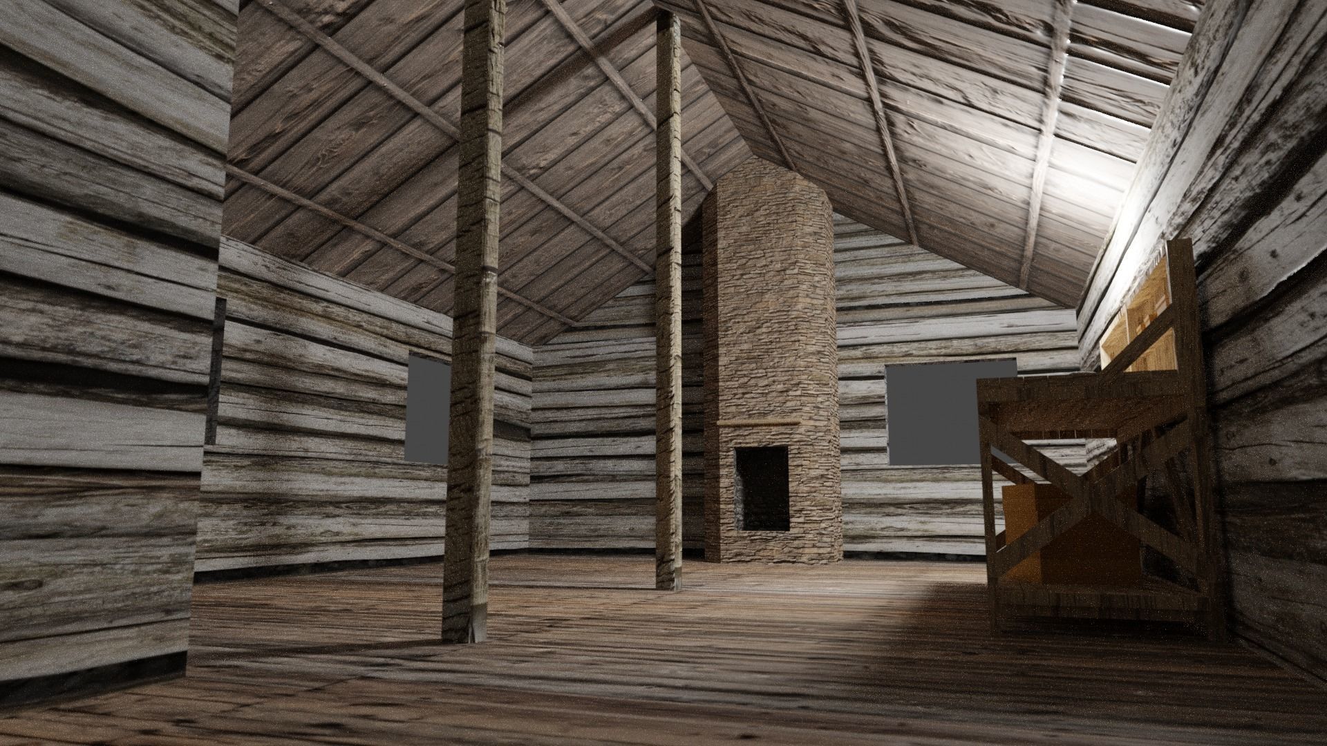 Forest Cabin Low Poly Free low-poly 3D model_4