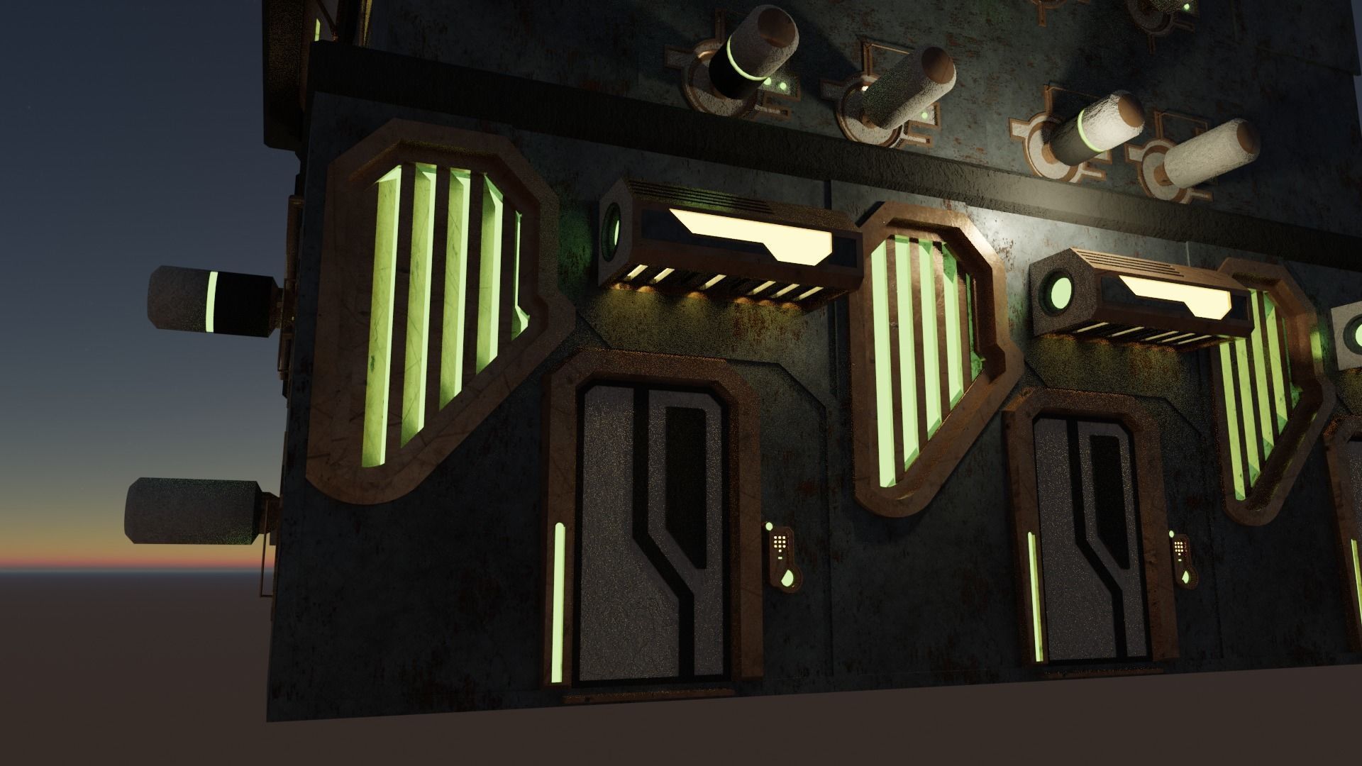 Modular building cyber punk  Mini Kit 3D model_1