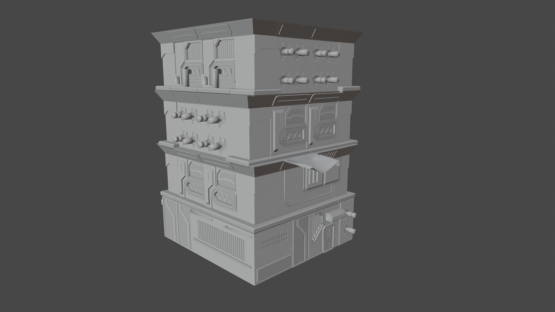 Modular building cyber punk  Mini Kit 3D model_2