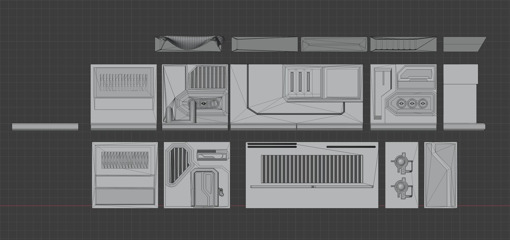 Modular building cyber punk  Mini Kit 3D model_4
