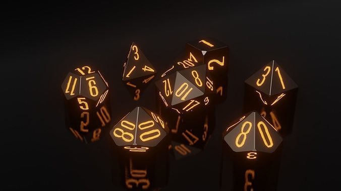 RPG Polyhedral Dice Set Wood Carved Style 3D print model