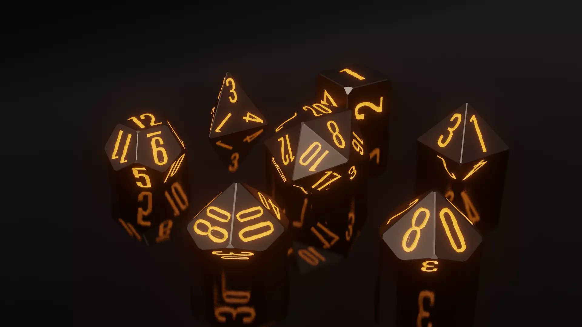 RPG Polyhedral Dice Set Wood Carved Style 3D print model