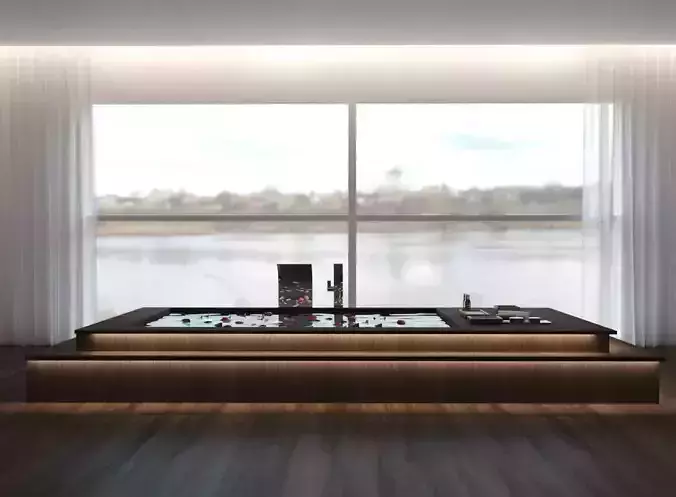 Jacuzzi modern bathroom with river 3D model
