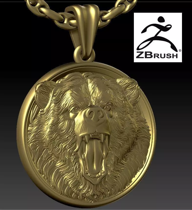 Bear head pendant  3D print model_0