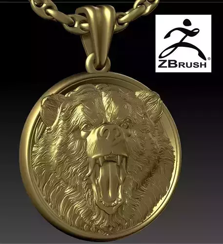 Bear head pendant  3D print model