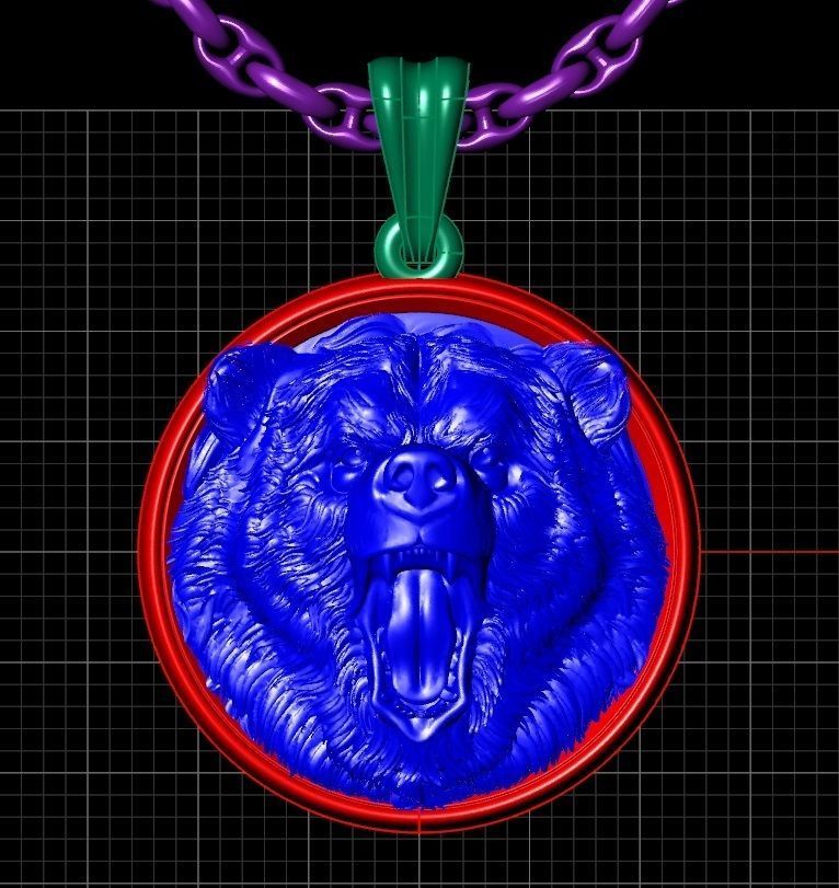 Bear head pendant  3D print model_7