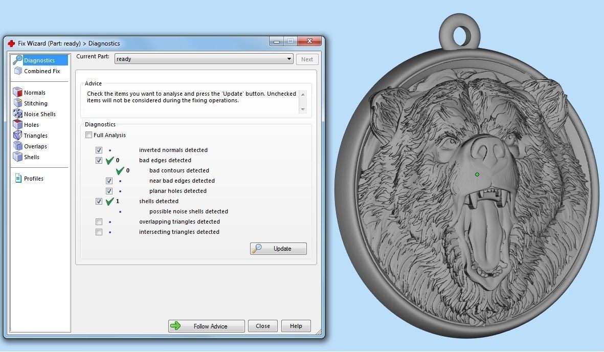 Bear head pendant  3D print model_9