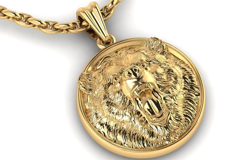 Bear head pendant  3D print model_5