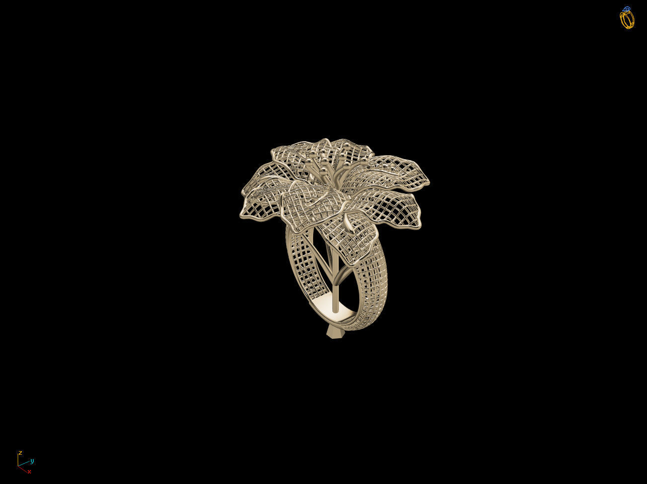 Breathing Flower Electro-Fusion Fashion Ring 3D print model_11