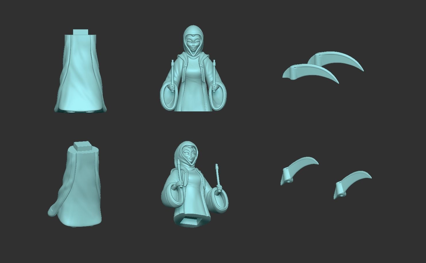 Character - Female Brotherhood Outfit Tibia - CGI n STL Low-poly 3D model_25