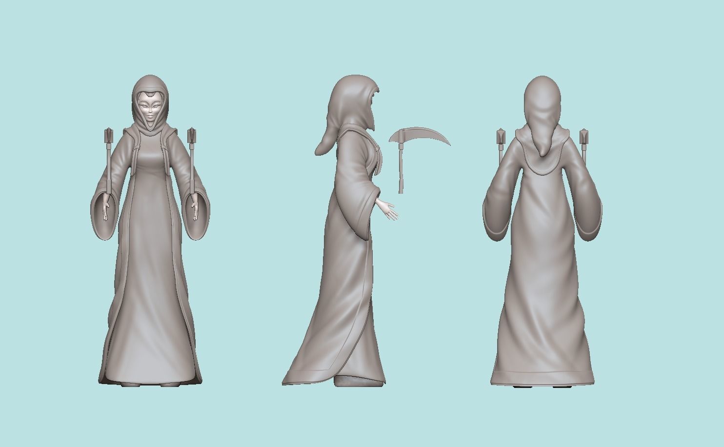 Character - Female Brotherhood Outfit Tibia - CGI n STL Low-poly 3D model_21