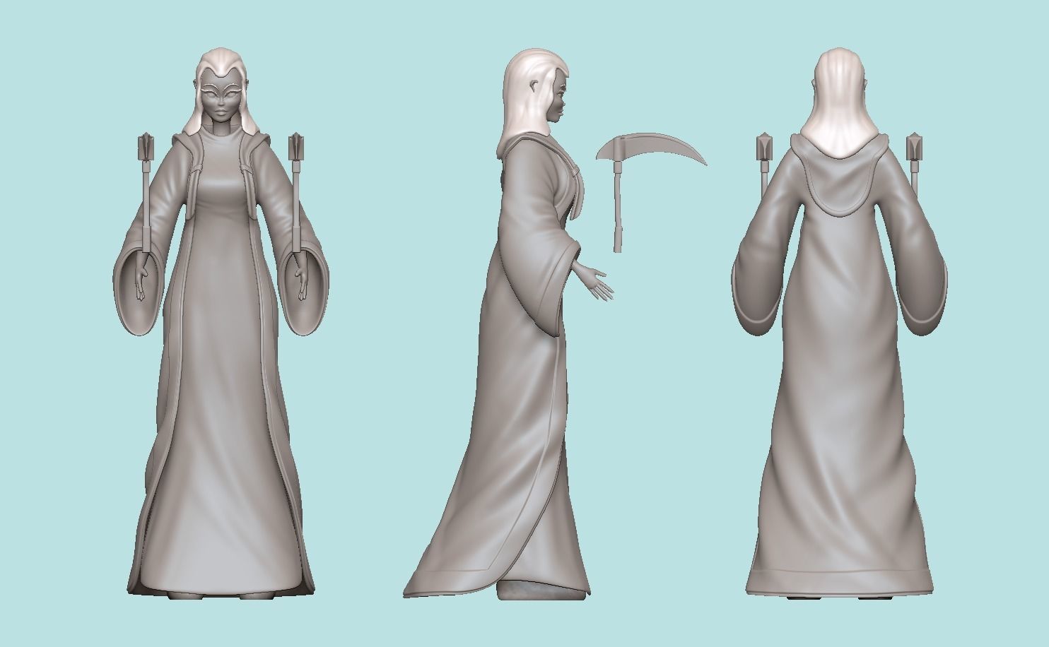Character - Female Brotherhood Outfit Tibia - CGI n STL Low-poly 3D model_20