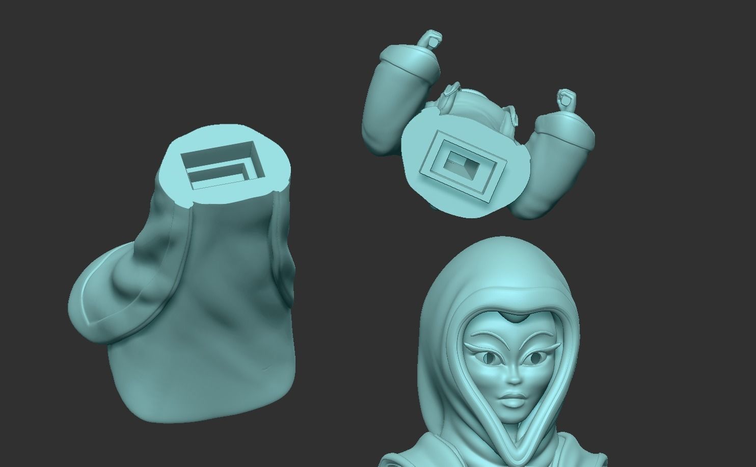 Character - Female Brotherhood Outfit Tibia - CGI n STL Low-poly 3D model_23