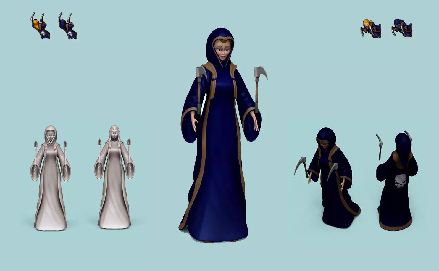 Character - Female Brotherhood Outfit Tibia - CGI n STL Low-poly 3D model_0