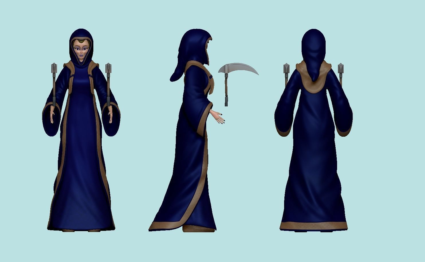 Character - Female Brotherhood Outfit Tibia - CGI n STL Low-poly 3D model_5