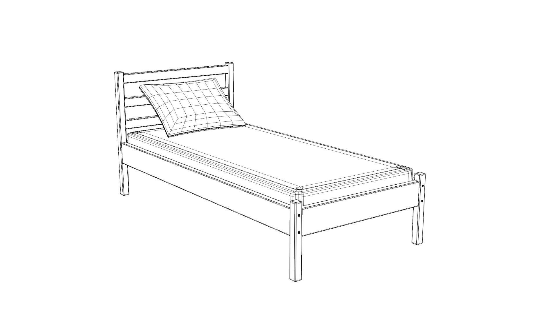 Bed - Sample Free low-poly 3D model_2