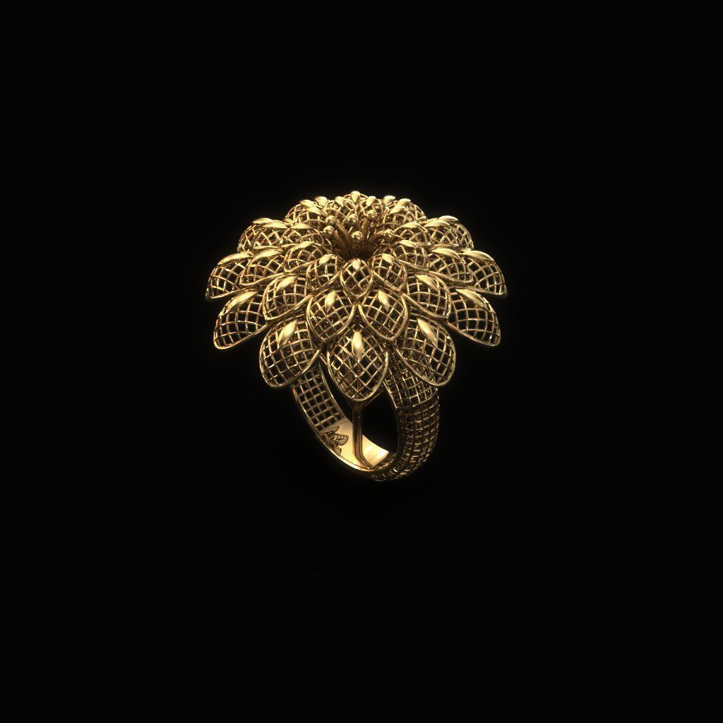 Breathing Flower Electro-Fusion Fashion Ring 2 3D print model_2
