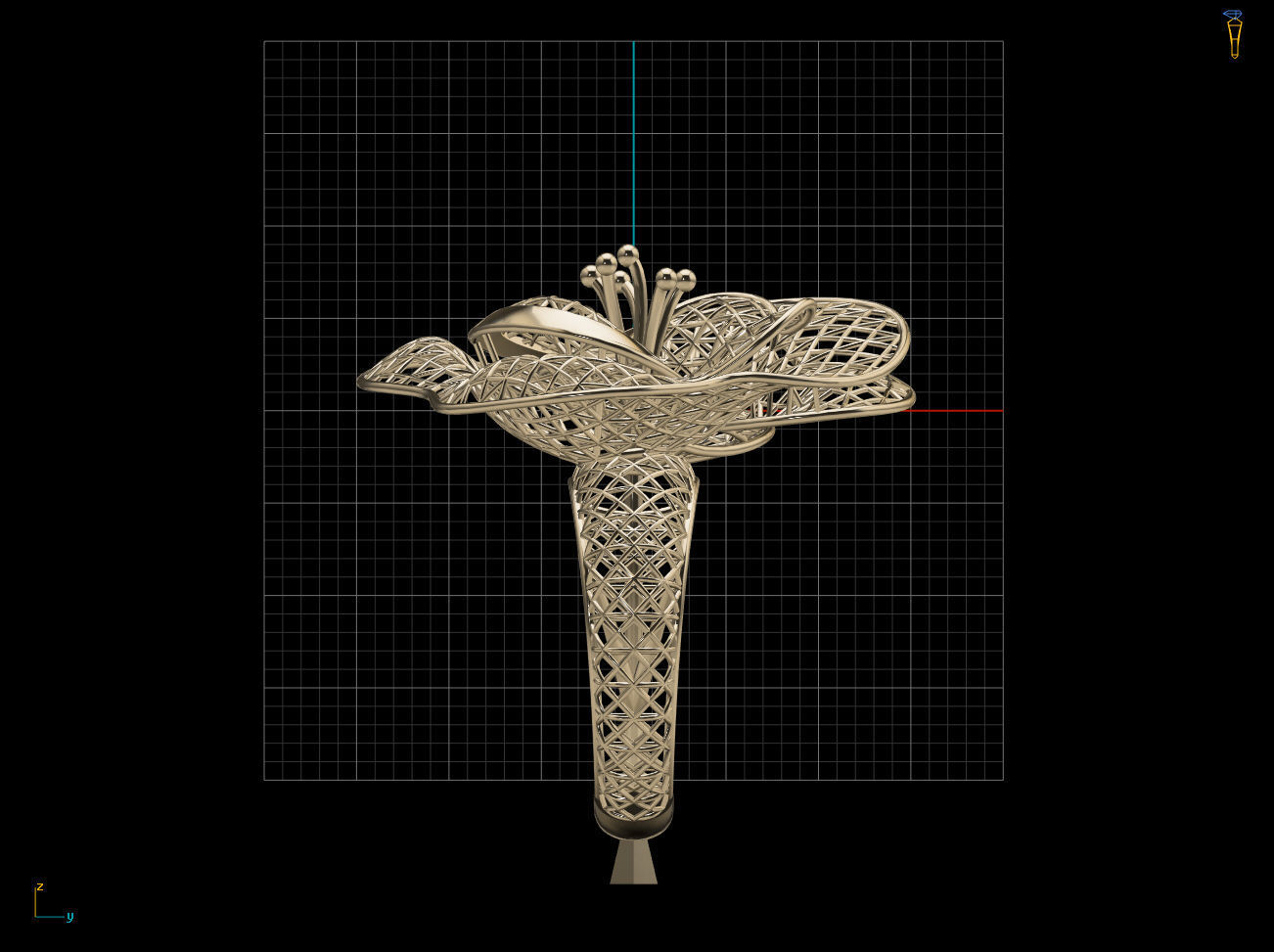 Flower Electro-Fusion Fashion Ring 3D print model_10