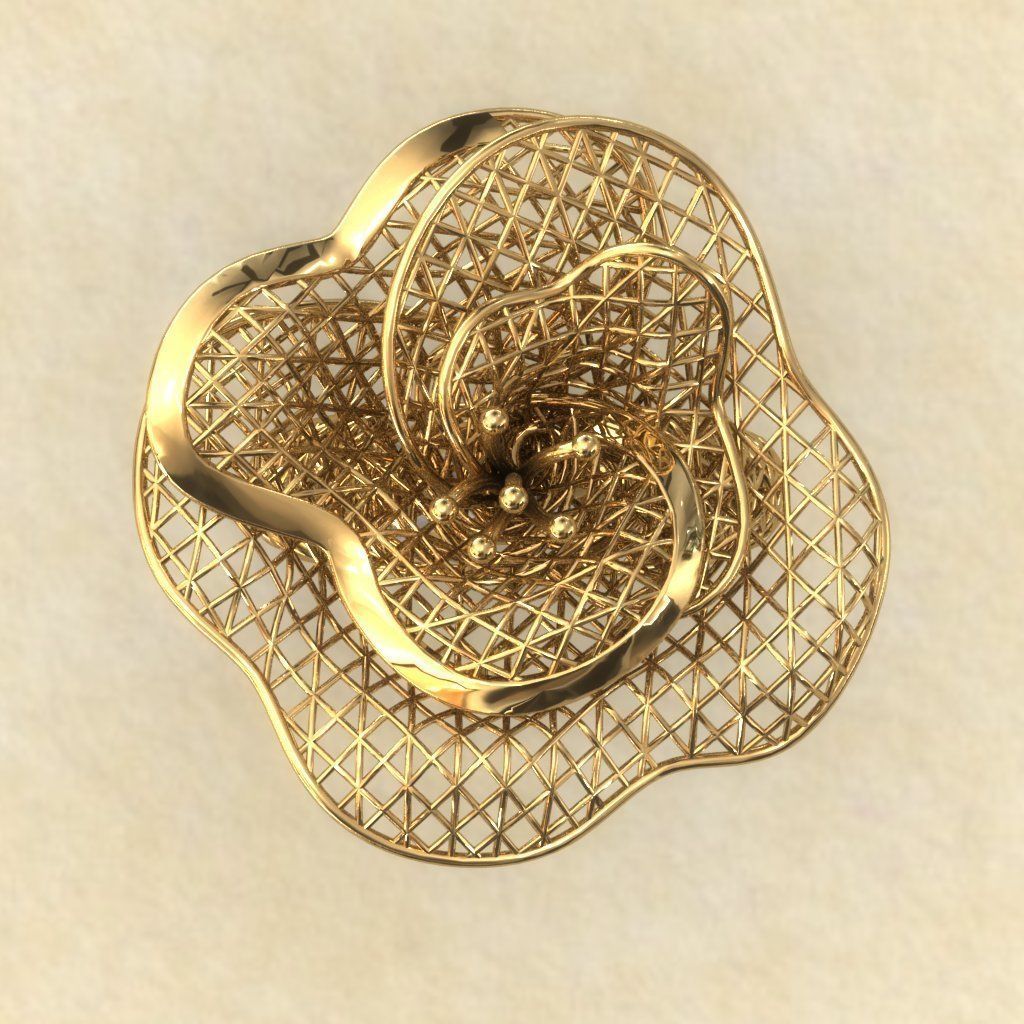 Flower Electro-Fusion Fashion Ring 3D print model_4