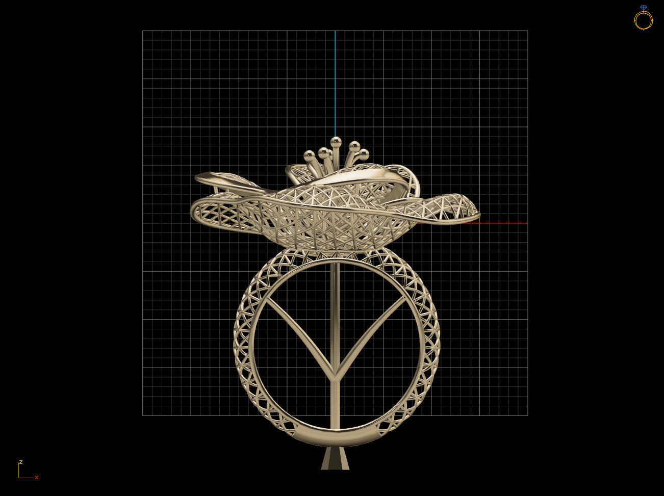 Flower Electro-Fusion Fashion Ring 3D print model_12