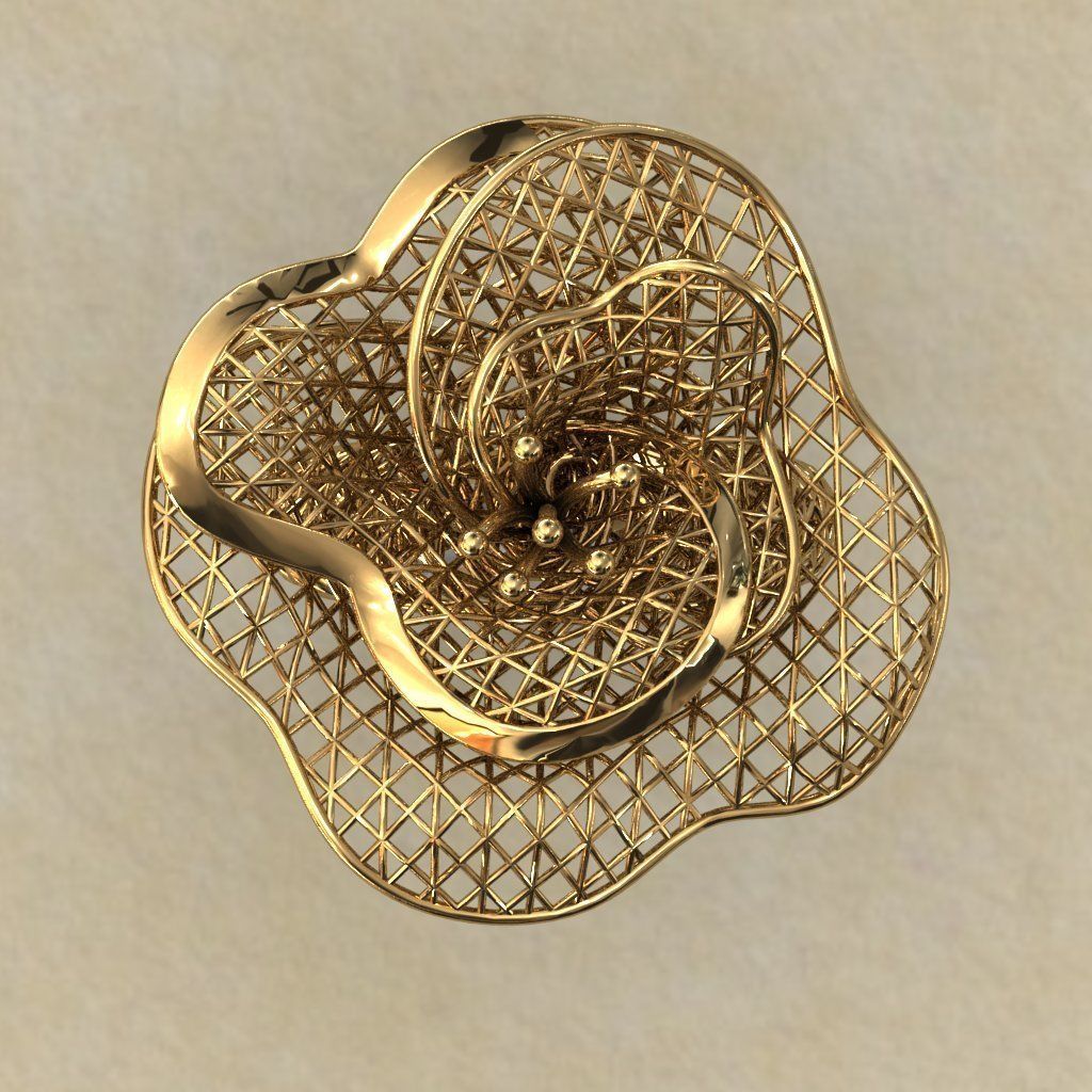 Flower Electro-Fusion Fashion Ring 3D print model_3