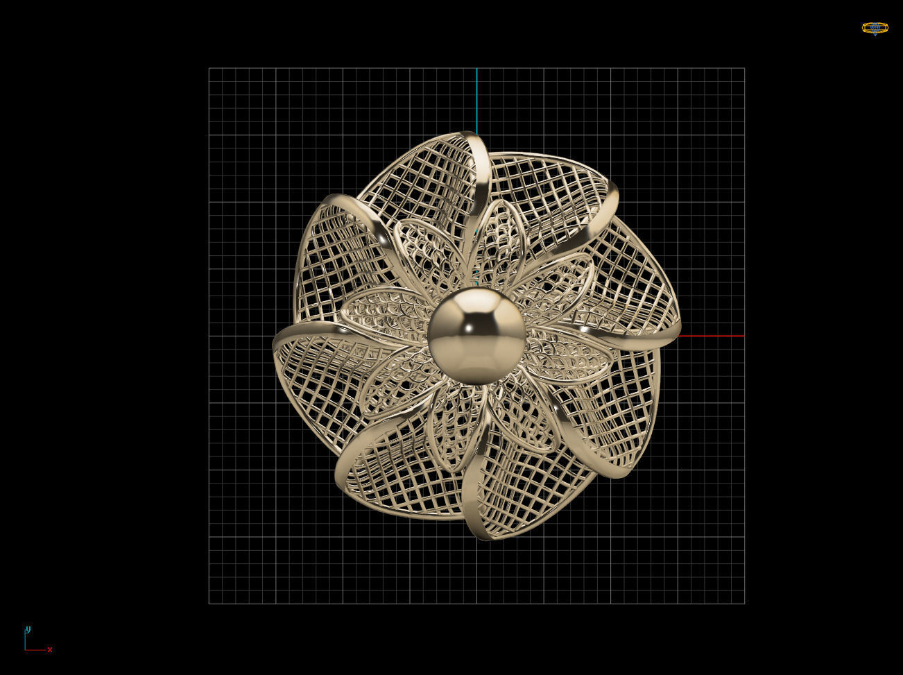 Fan Flower Electro-Fusion Fashion Ring 02 3D print model_11