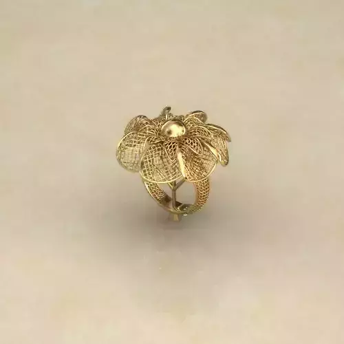 Fan Flower Electro-Fusion Fashion Ring 02 3D print model