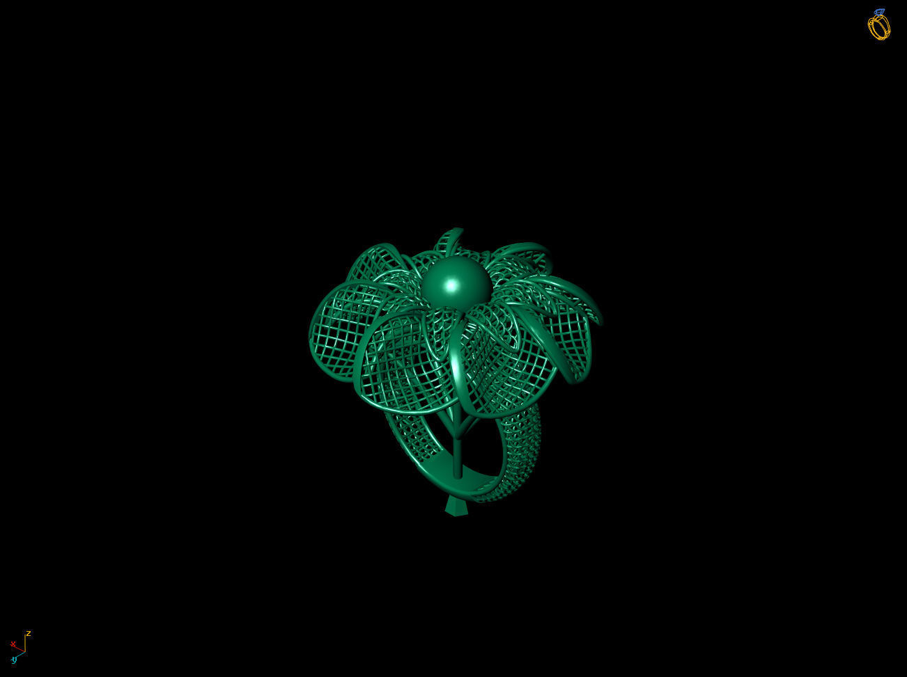 Fan Flower Electro-Fusion Fashion Ring 02 3D print model_7