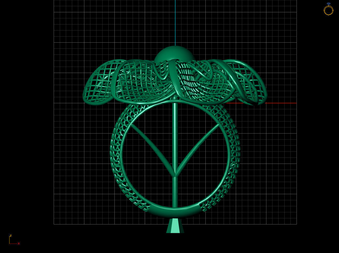 Fan Flower Electro-Fusion Fashion Ring 02 3D print model_6