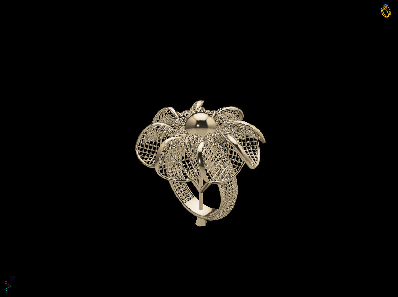 Fan Flower Electro-Fusion Fashion Ring 02 3D print model_2