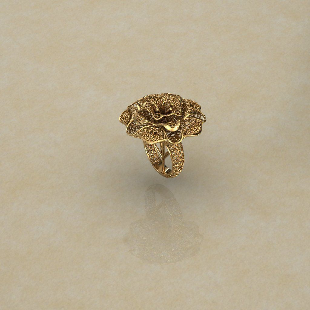 Big Flower Electro-Fusion Fashion Ring 3D print model_8