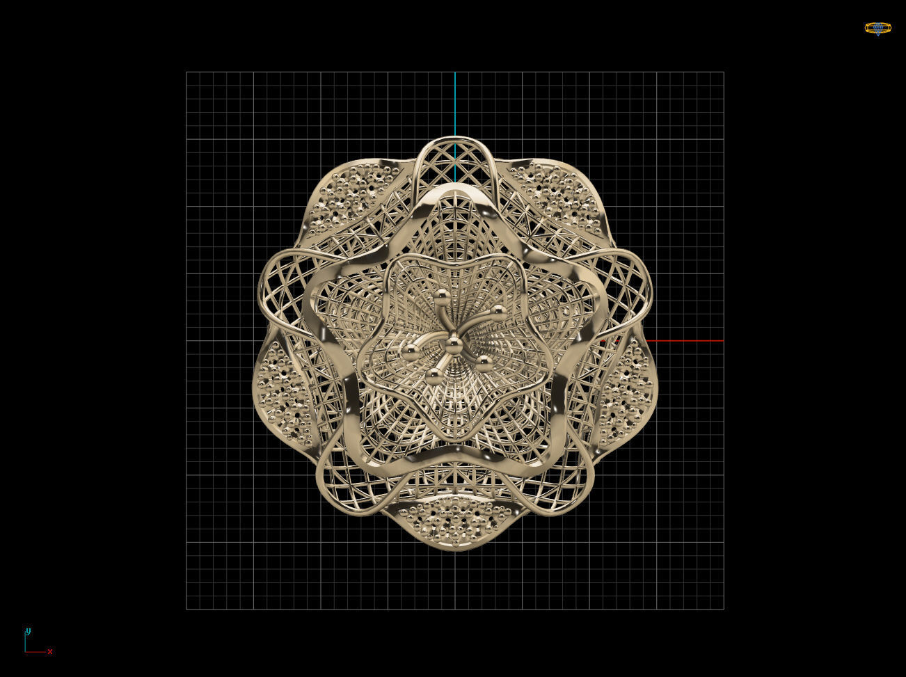 Big Flower Electro-Fusion Fashion Ring 3D print model_9