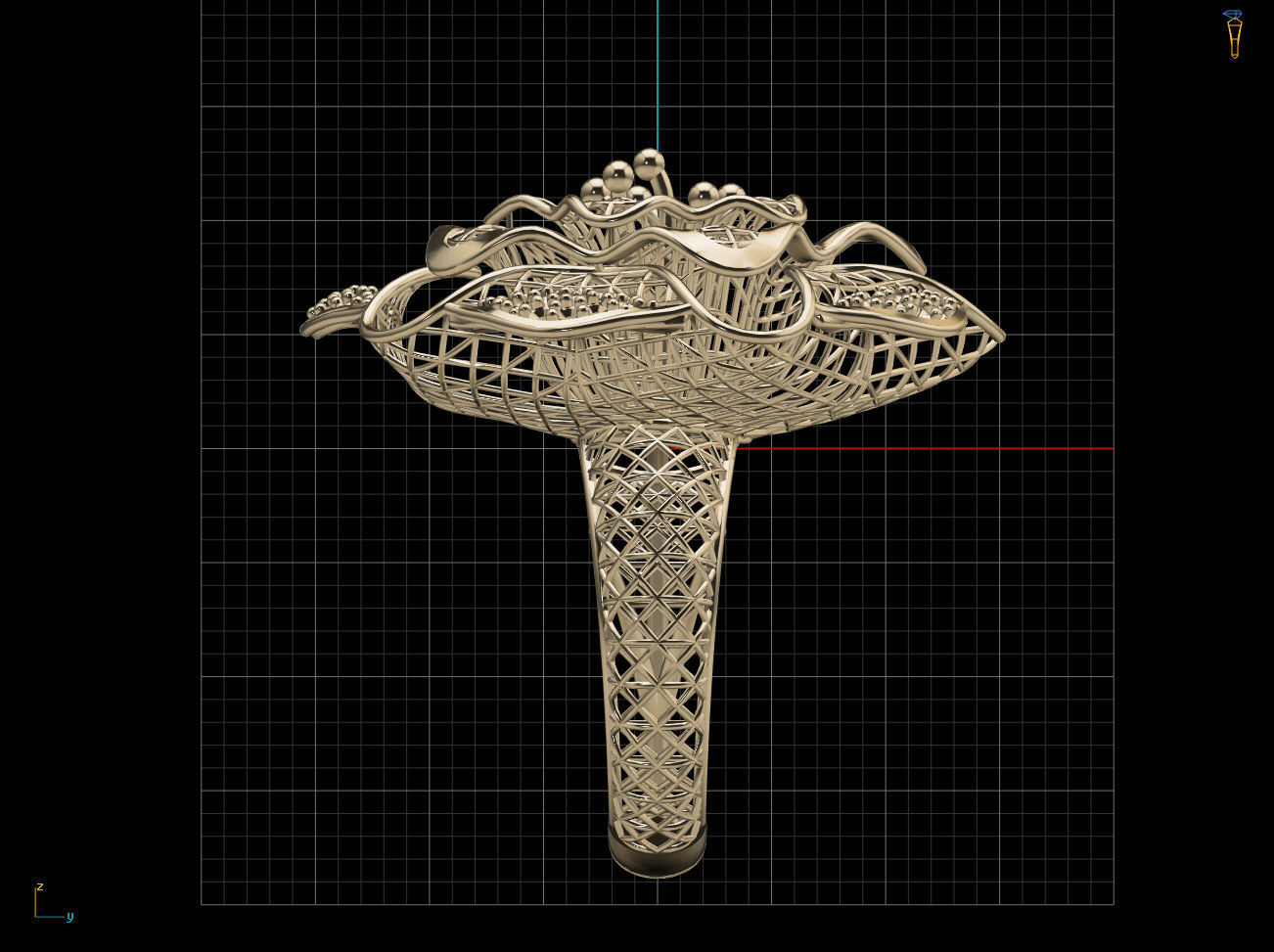 Big Flower Electro-Fusion Fashion Ring 3D print model_7