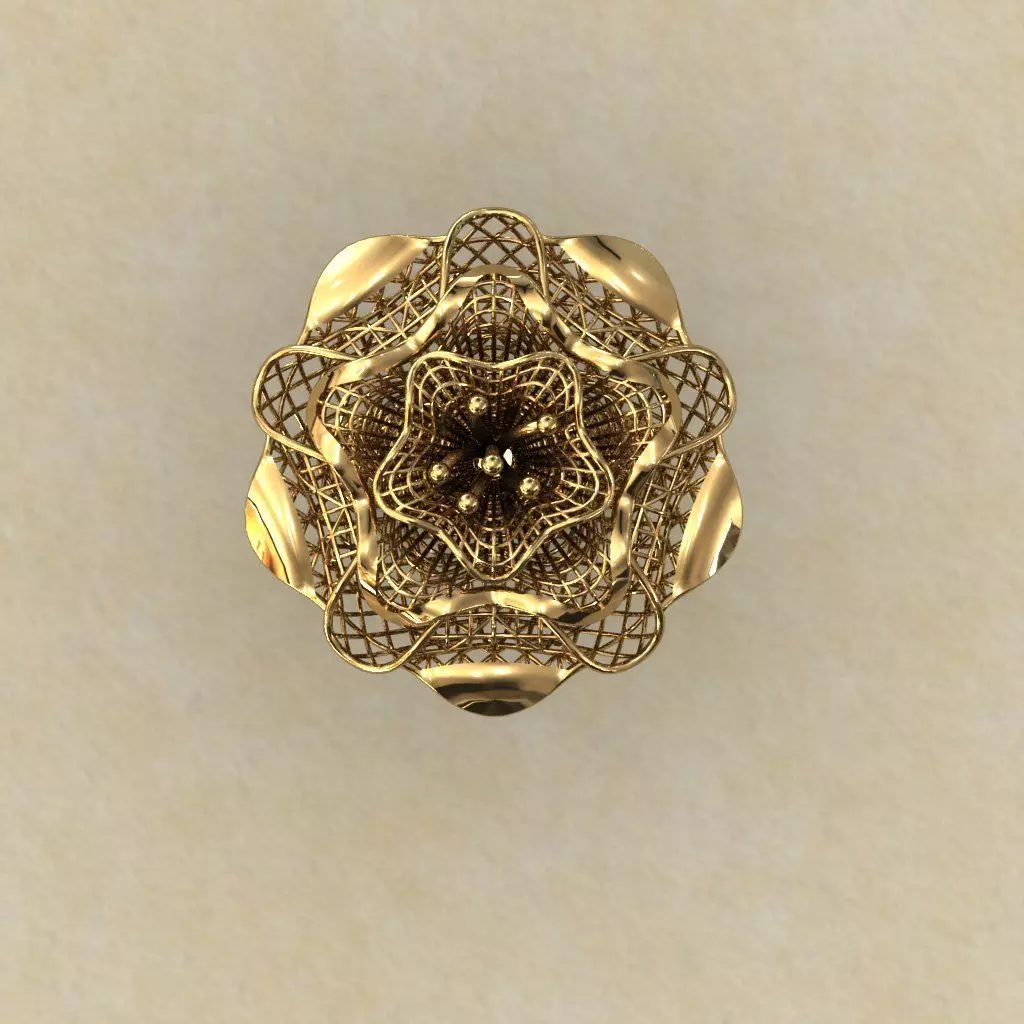 Big Flower Electro-Fusion Fashion Ring 2 3D print model_0